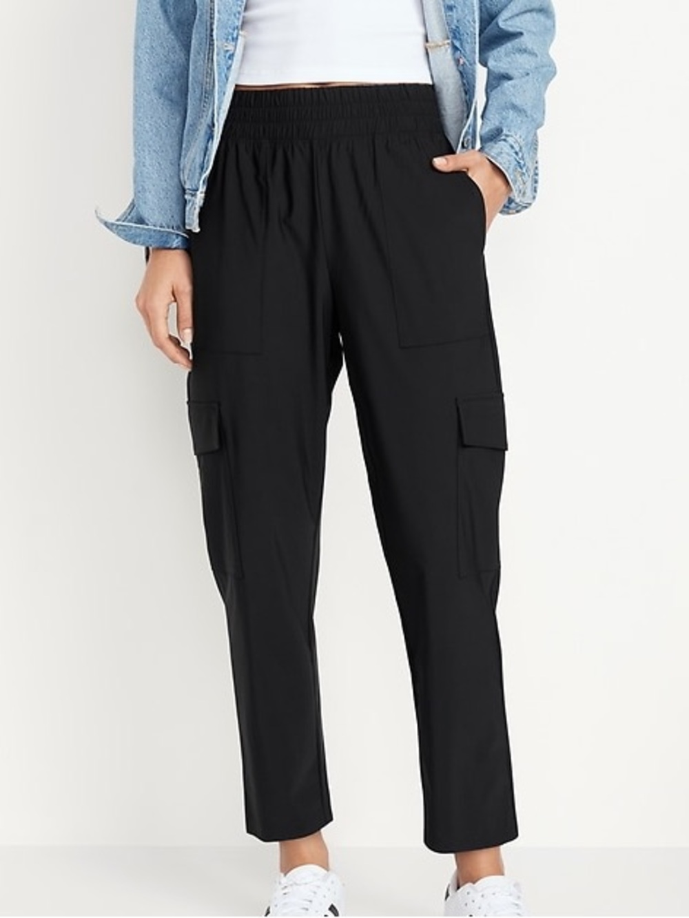 Old Navy High-Waisted SleekTech Cargo Ankle Pants Black L
